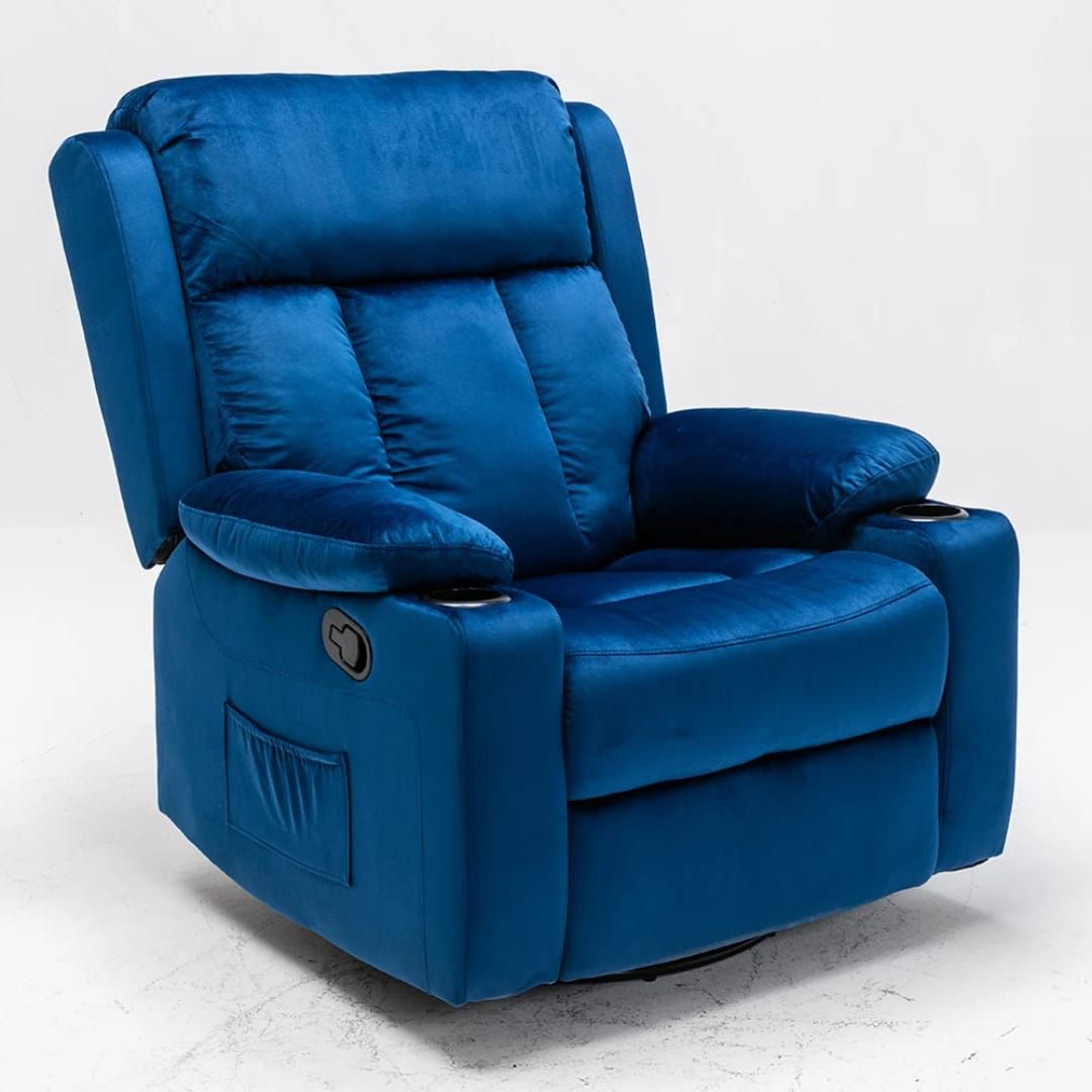 TEXAS SINGLE MANUAL REG RECLINER (BLUE FABRIC)