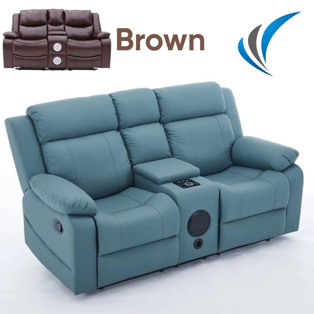 TEXAS 2045-2 BLUETOOTH AUDIO/WIRELESS CHARGING LOVE SEAT MANUAL RECLINER SOFA (BROWN)