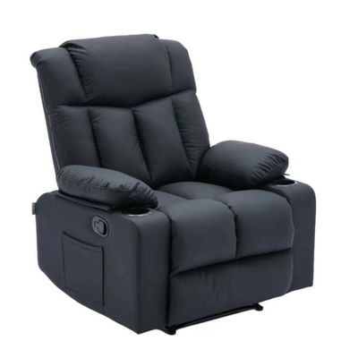 TEXAS T100 SINGLE RECLINER WITH MASSAGER (BLACK LEATHER)