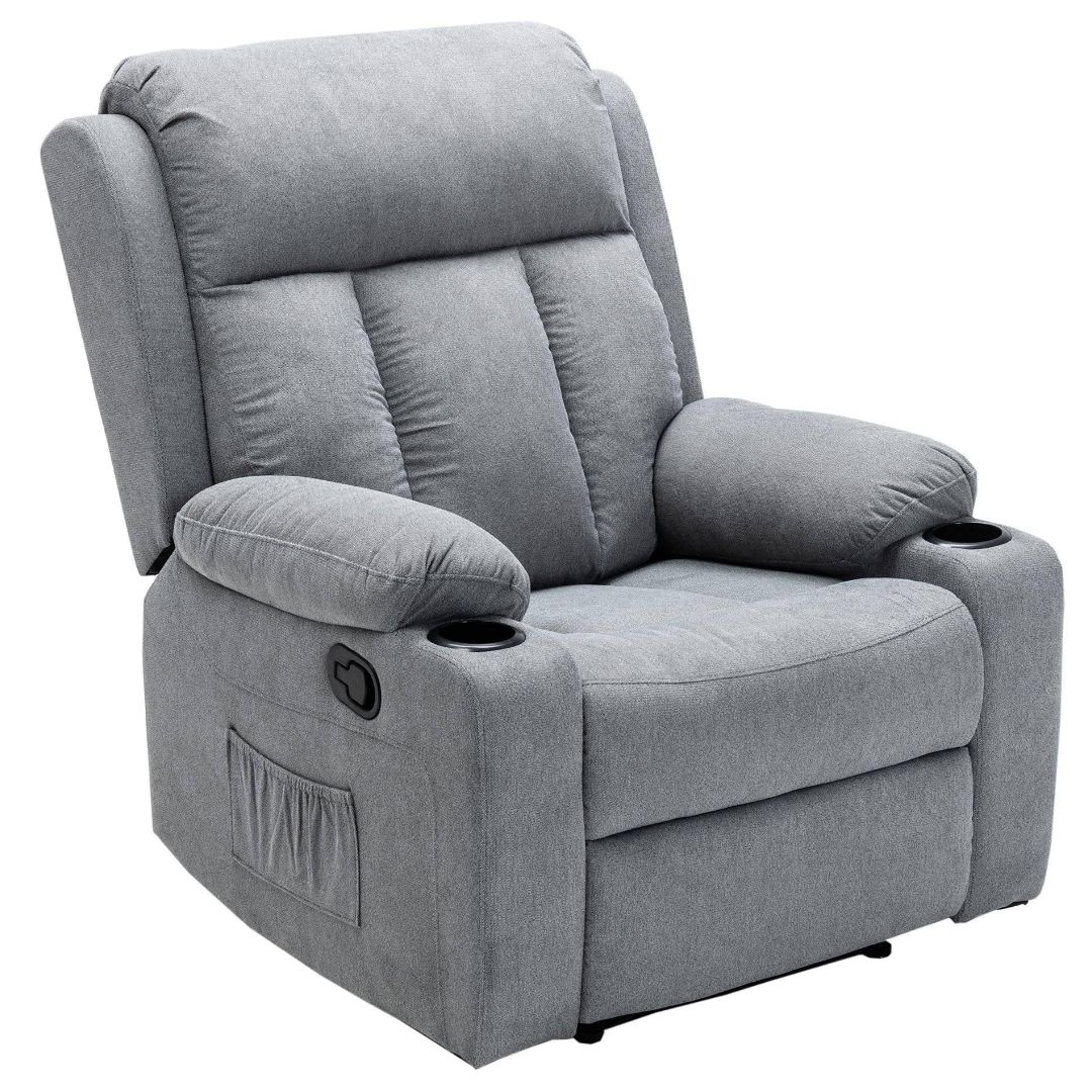 TEXAS T100 SINGLE REG RECLINER MANUAL SOFA  (GREY FABRIC)