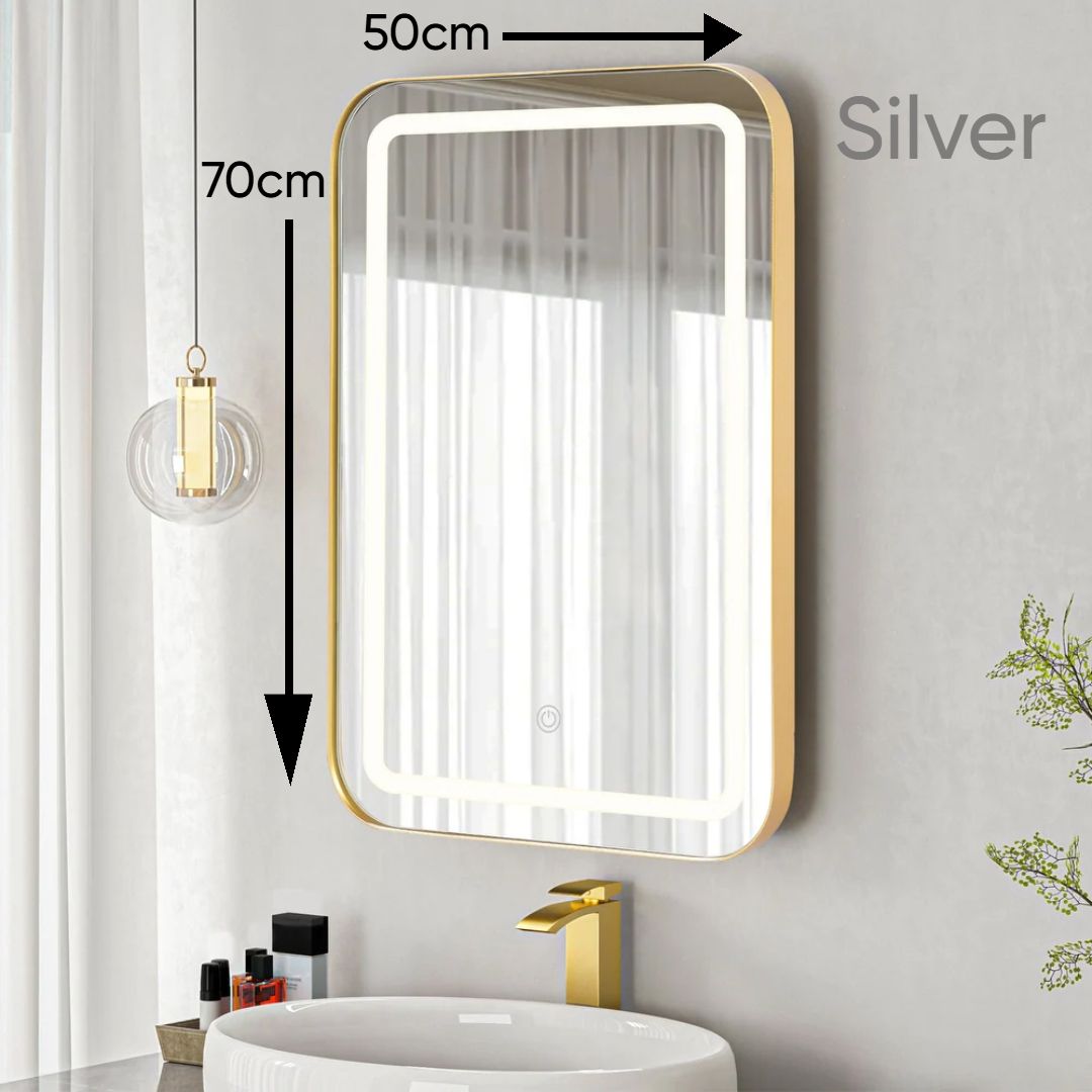 L4Y-5070 SILVER MIRROR WITH LAMP