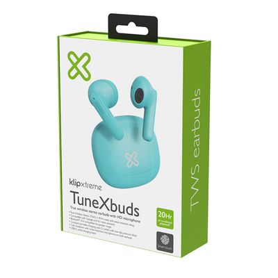 Klip Xtreme - KTE-007AQ - True wireless earphones - For Home audio / For Portable electronics / For Tablet / For Cellular phone - Wireless - Touch - 26Hrs Aqua