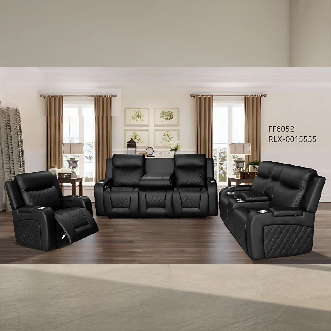 BLUESONIK ELECTRICAL RECLINER 3+2+1 SOFA SET BLACK -RLK