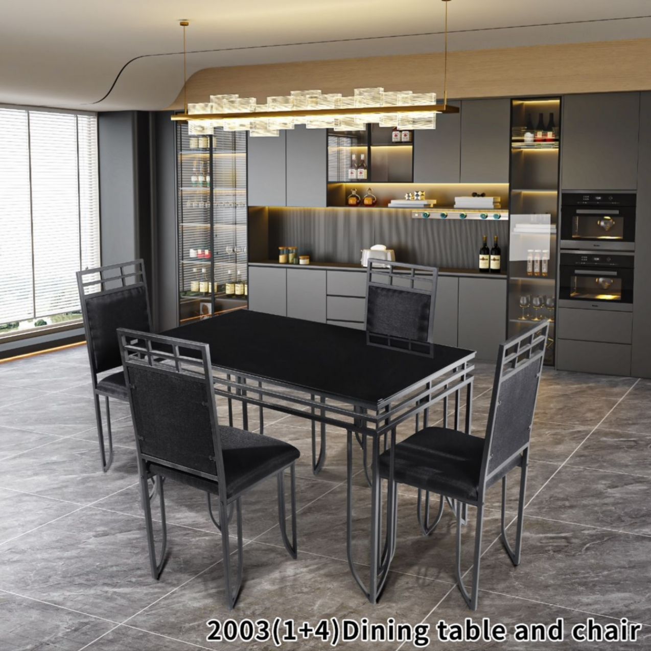 4 CHAIR DINING TABLE , BS04 BLACK