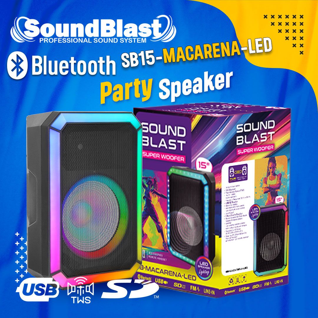 SB15-MACARENA-LED SOUND BLAST POWERED 15&quot; 3400 WATTS