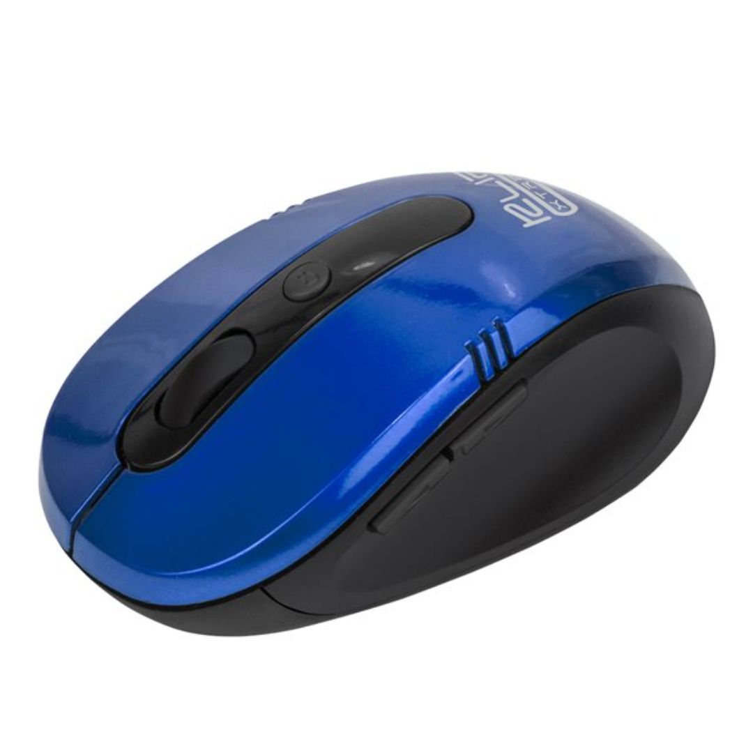 Klip Xtreme KMW-330 Vector - Mouse - ergonomic - optical - 6 buttons - wireless - 2.4 GHz - USB wireless receiver - blue