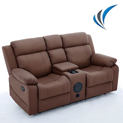 TEXAS 2045-2 BLUETOOTH AUDIO/WIRELESS CHARGING LOVE SEAT MANUAL RECLINER SOFA (BROWN)