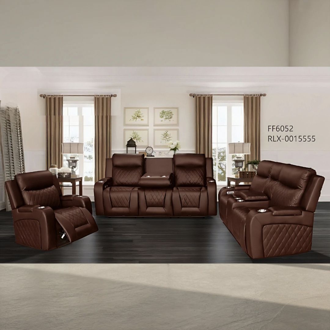 BLUESONIK ELECTRICAL RECLINER 3+2+1 SOFA SET BROWN -RLK
