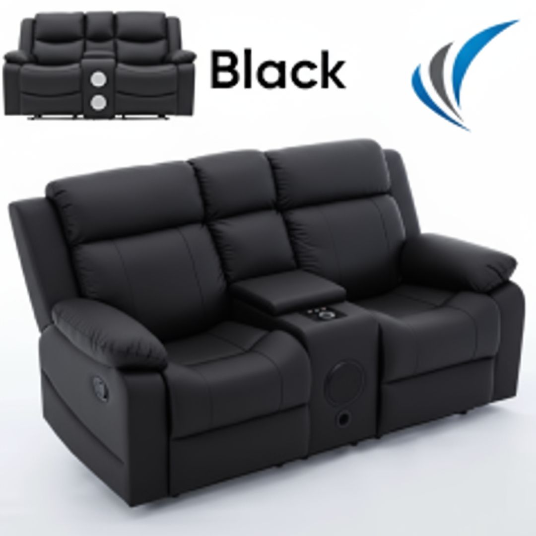 TEXAS 2045-2 BLUETOOTH AUDIO/WIRELESS CHARGING LOVE SEAT MANUAL RECLINER SOFA (BLACK)