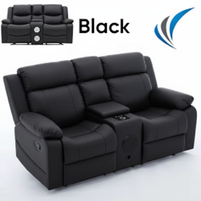TEXAS 2045-2 BLUETOOTH AUDIO/WIRELESS CHARGING LOVE SEAT MANUAL RECLINER SOFA (BLACK)