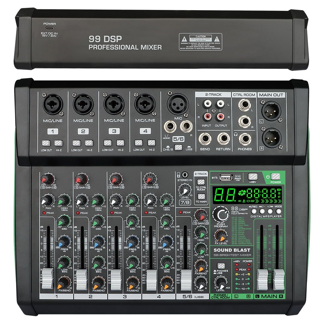 SB-BRIGHTEST-MIXER SOUND BLAST 8 CHANNEL 99 DSP DIGITAL MULTI EFFECTS
