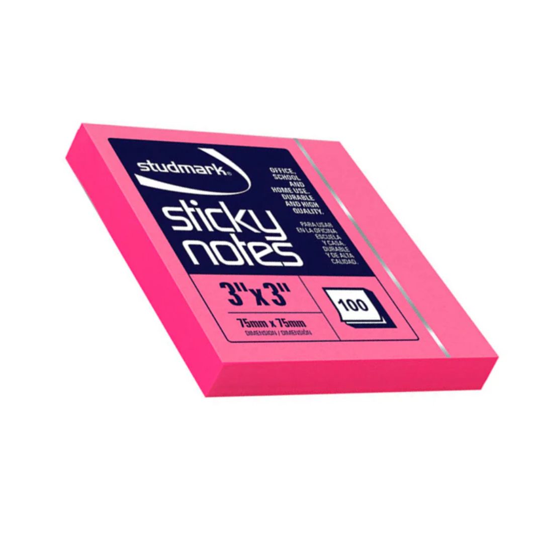 STUDMARK 3X3 PINK STICKY NOTES