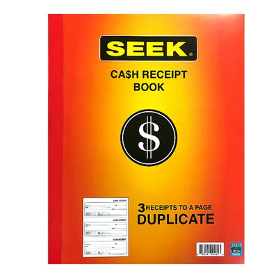 B309 SEEK CASH RECEIPT BOOK  3 TO A PAGE  DUPLICATE