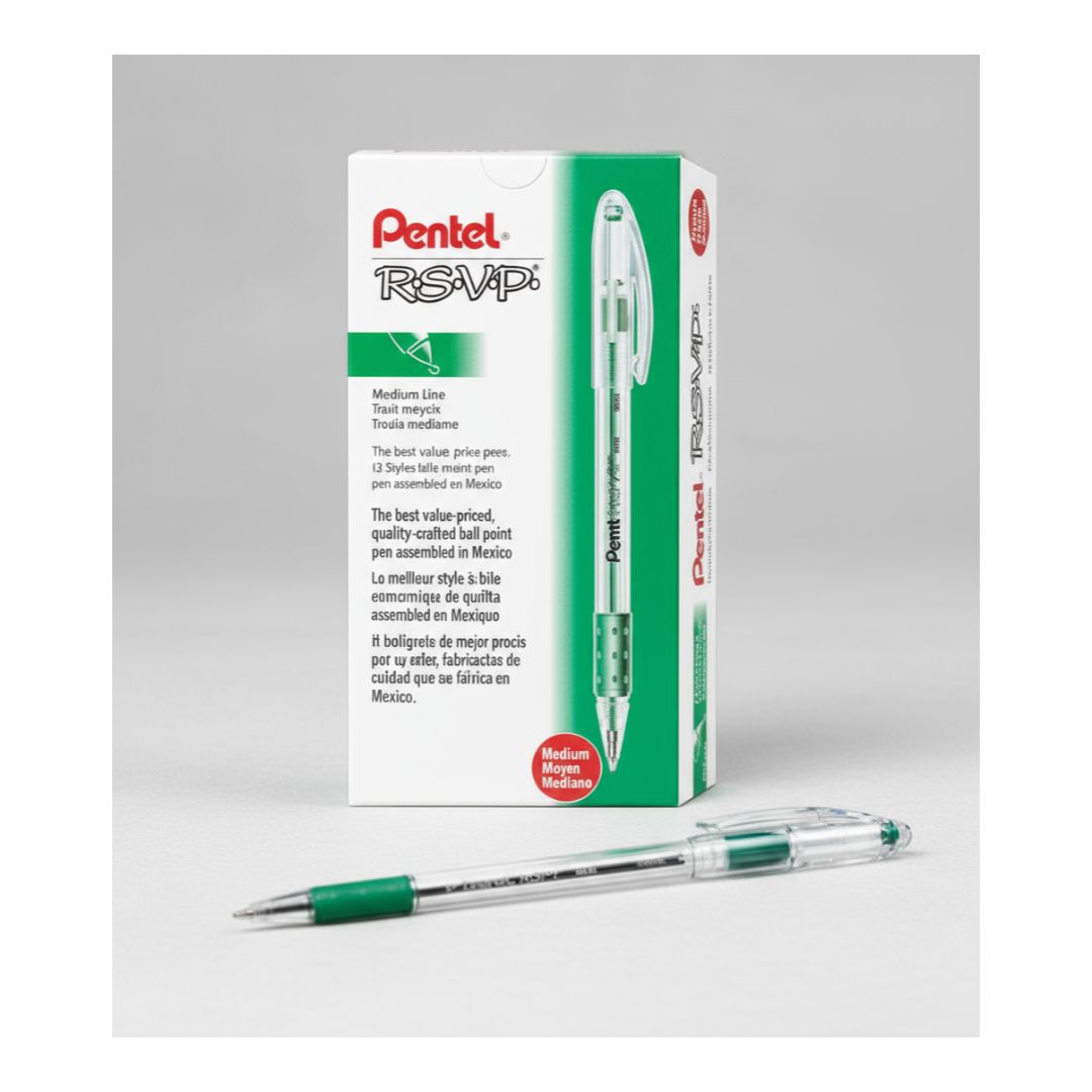 PENTAL RSVP GREEN MEDIUM PEN
