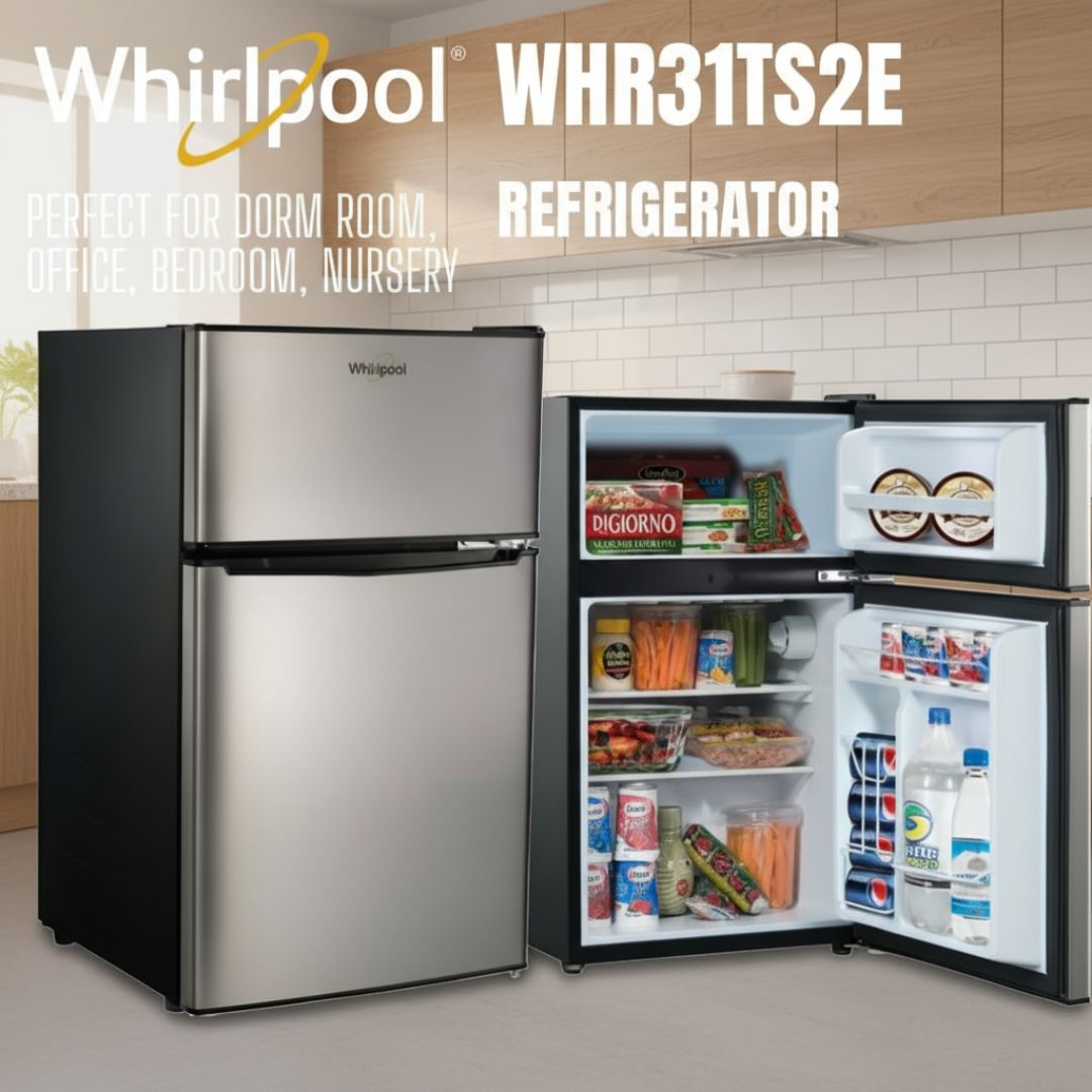 WHR31TS2E WHIRLPOOL 3.1 CU DOUBLE DOOR HOTEL FRIDGE
