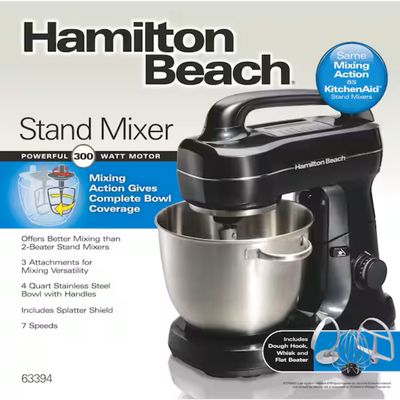 63391 HAMILTON BEACH STAND MIXER WITH 4 QUART STAINLESS STEEL BOWL