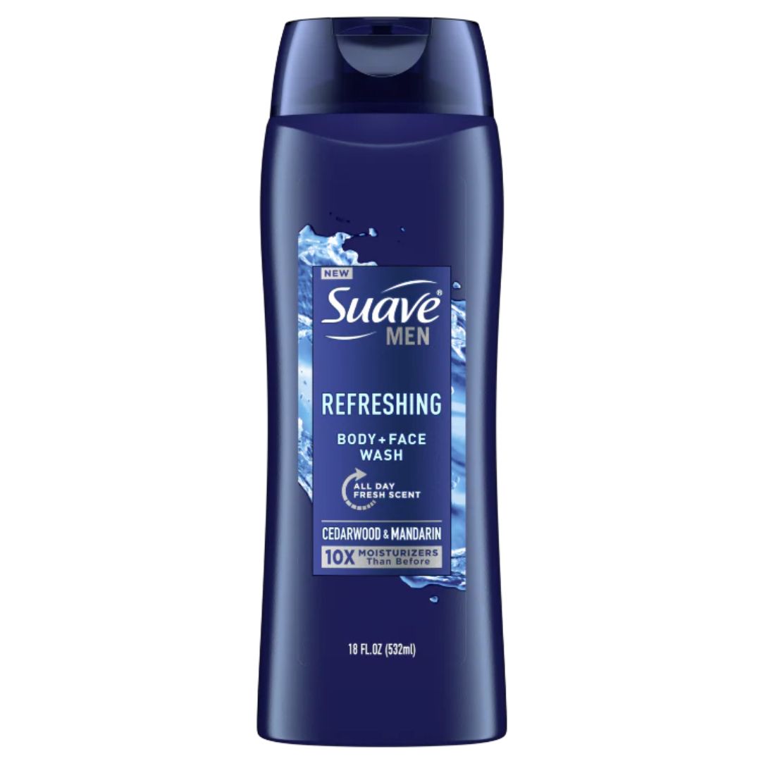 SUAVE MEN REFRESHING BODY + FACE WASH 15 FL. OZ (433ML)