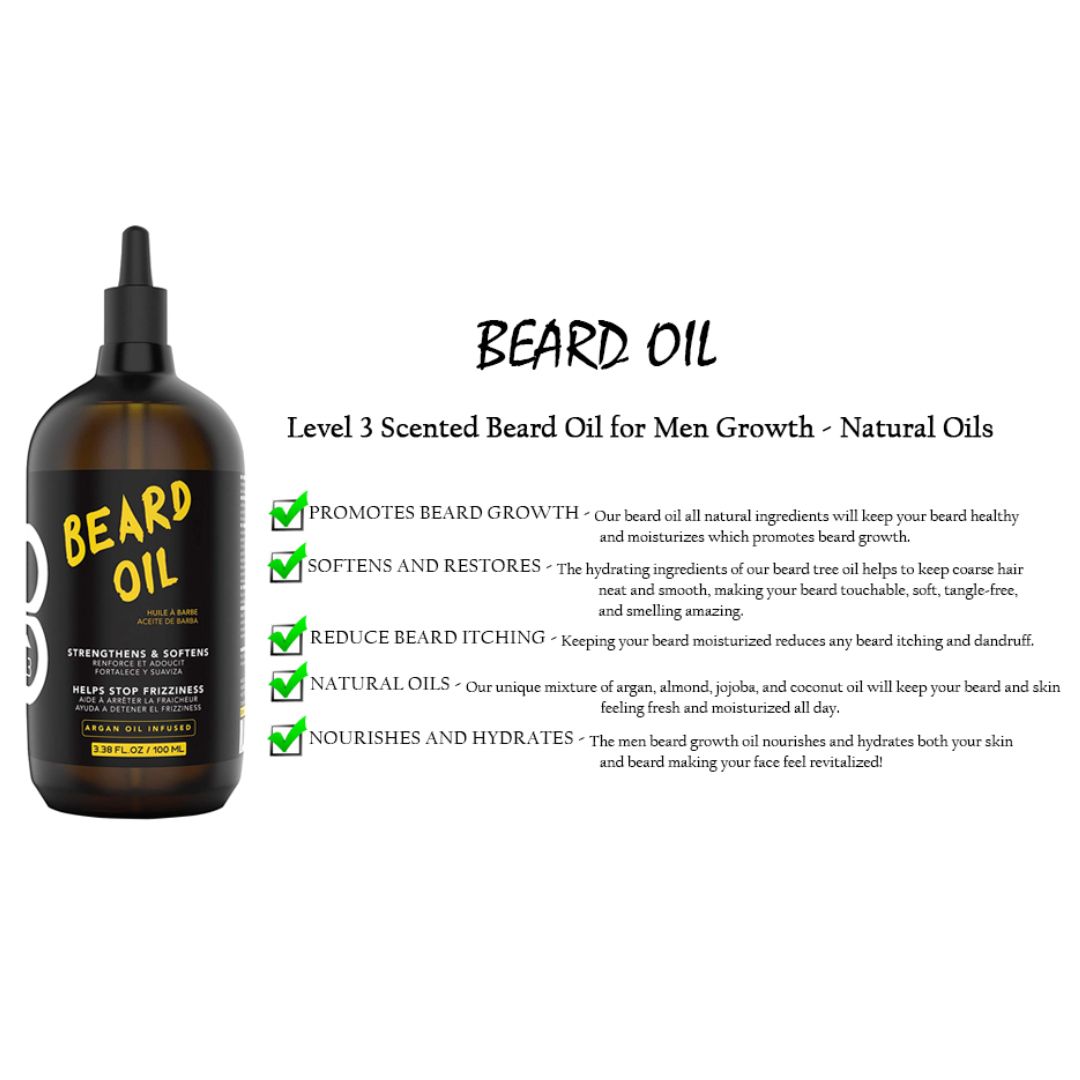 LVL3 BEARD OIL ARGAN OIL INFUSED 100ML