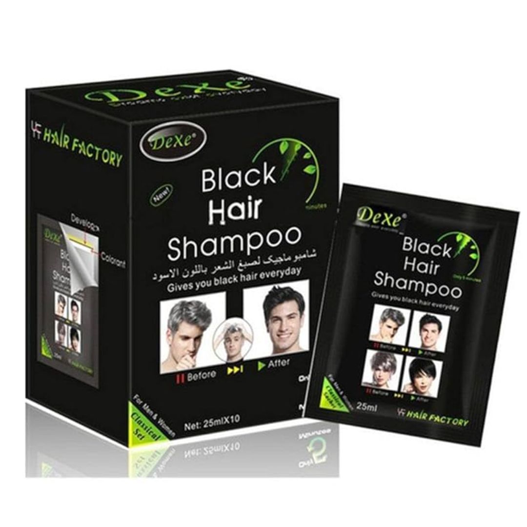DEXE BLACK HAIR SHAMPOO DYE 25MLX10  PK$500 10PCS PER PK