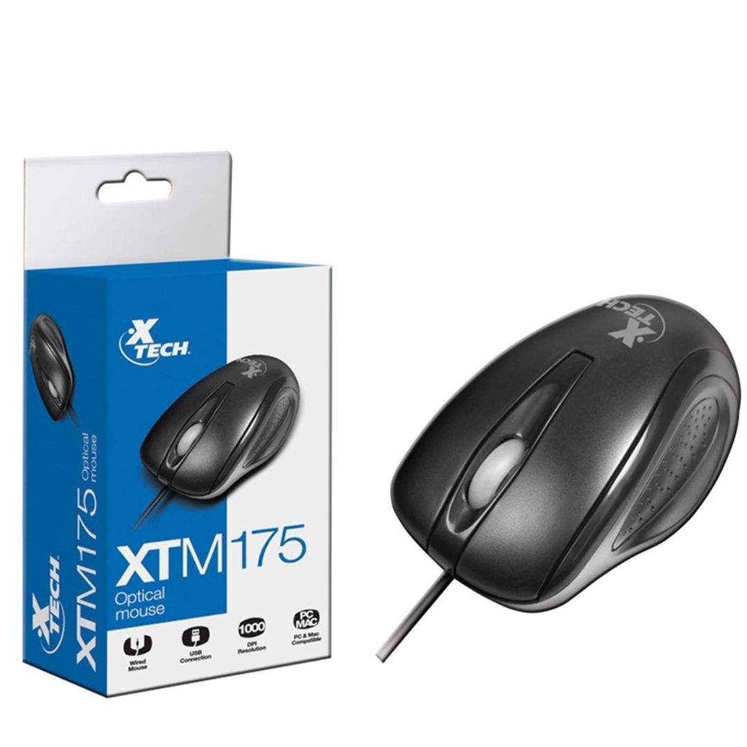 XTech XTM-175 - Mouse - USB - Wired - Black - Optical