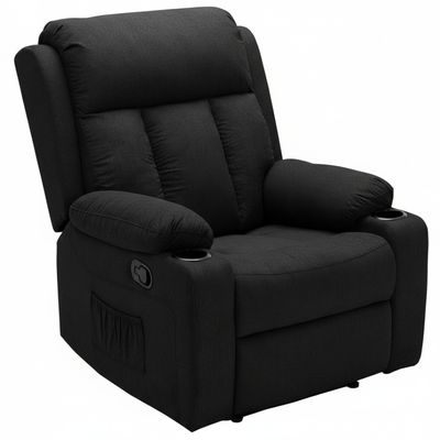 TEXAS T100 SINGLE MASSAGER RECLINER  SOFA  (BLACK FABRIC)