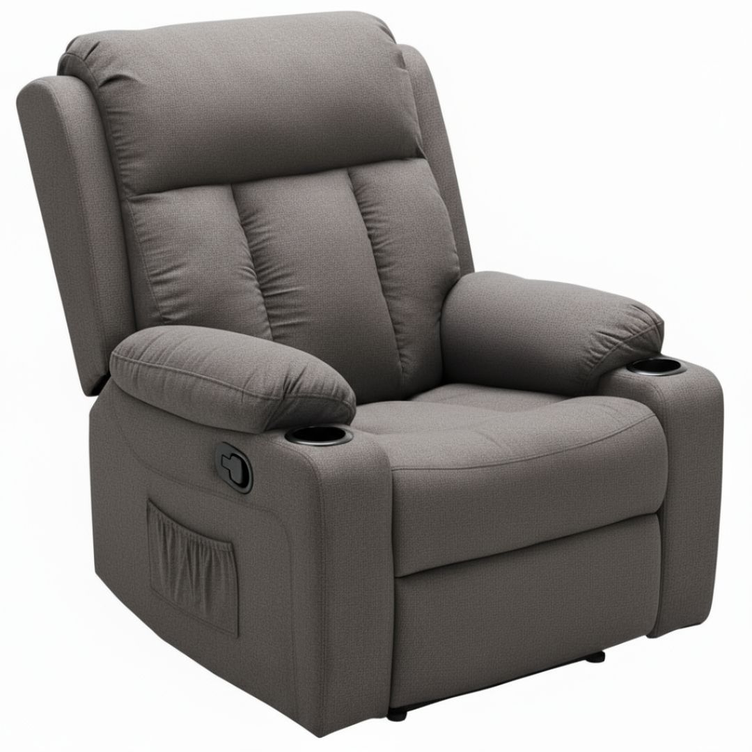 TEXAS T100 MASSAGE RECLINER SINGLE SEATER (FABRIC GREY)