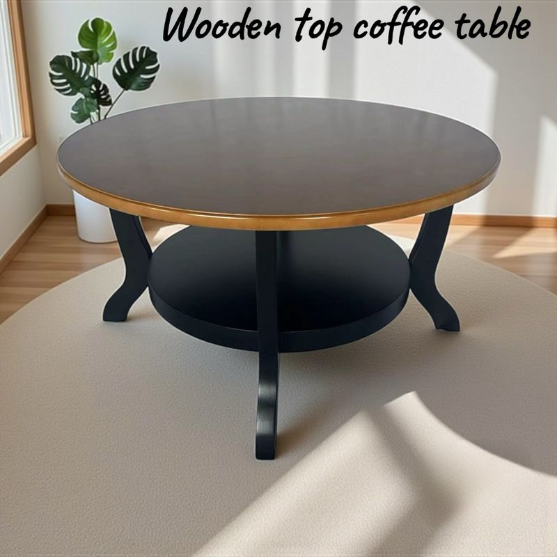 SW-24203 ORGANIC WOODEN TOP COFFEE TABLE