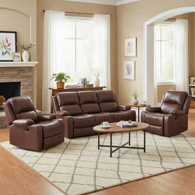 BSK-8555RLS BLUESONIK MANUAL RECLINER SOFA 3+2+1 (BROWN)