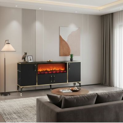 Entrance Console Table - Tv Table  Model - Damal With Fire Place With Bluetooth Speaker