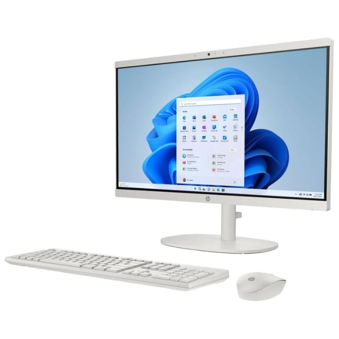 HP 22-DG 21.45&quot; FHD All-in-One Intel Pentium Silver J5040 2.0GHz 8GB RAM 128GB SSD Windows 11 Home - White - with 2 BT Speakers (Renewed)