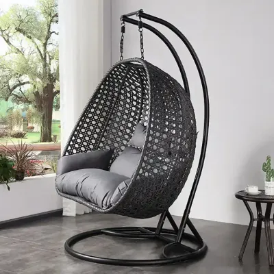 JDN 04 Waterproof outdoor rattan swing chair garden double stick hanging chair