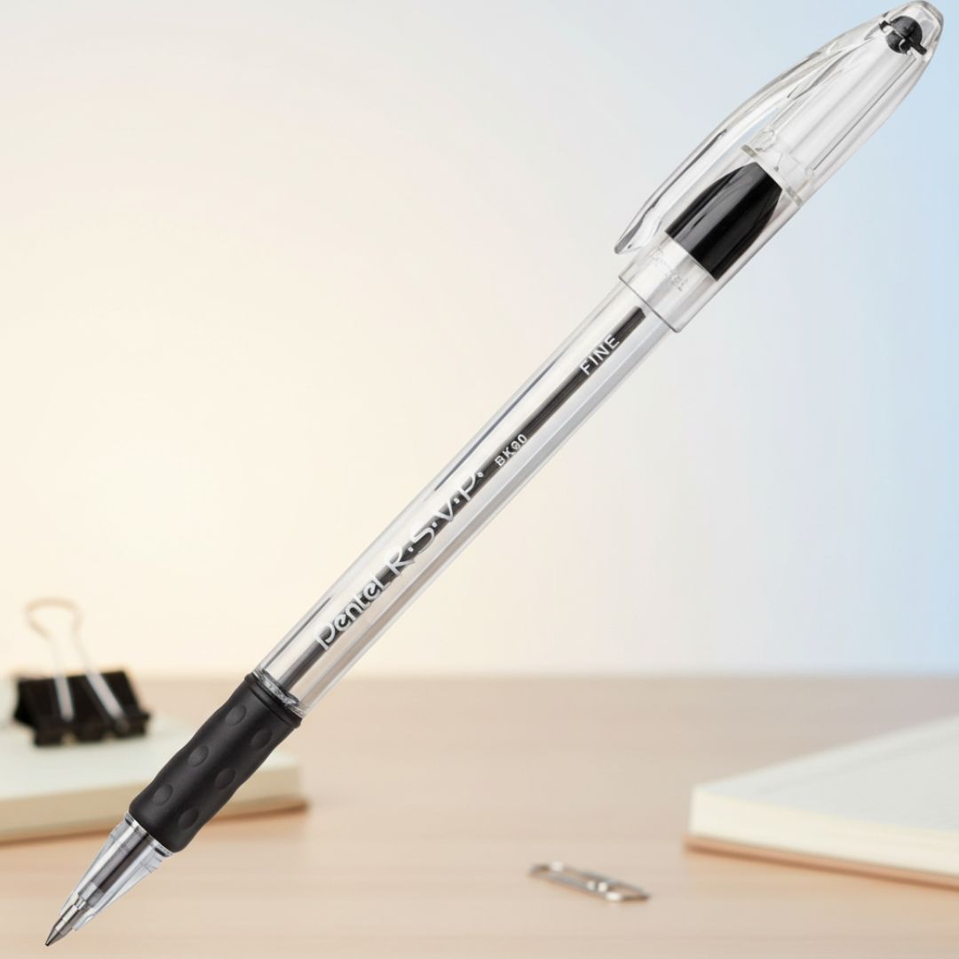 BK90A - PENTEL RSVP BLACK FINE PEN