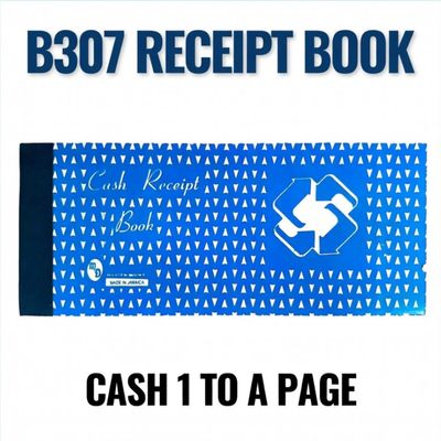 B307 RECEIPT BOOK CASH 1 TO A PAGE