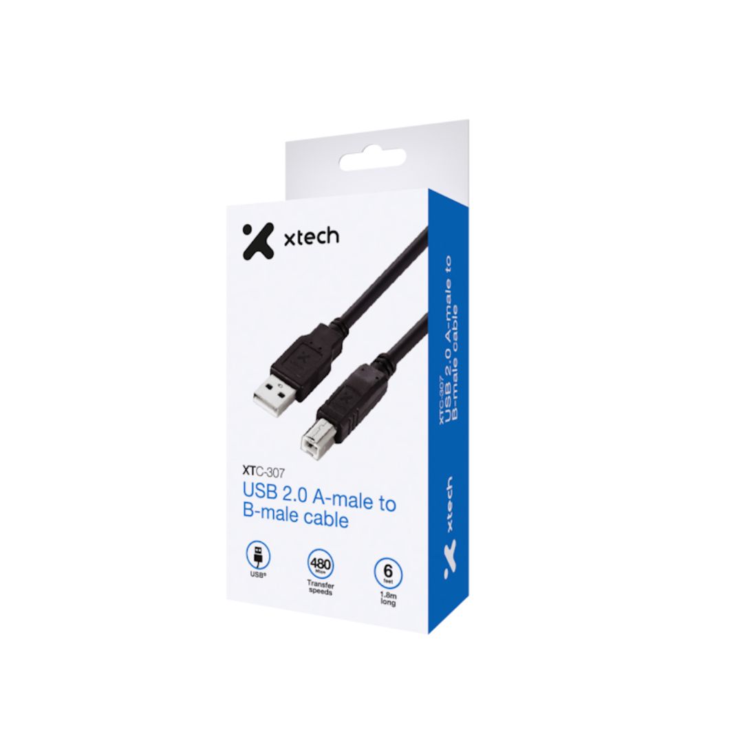 XTC-307 Xtech - USB cable - 1.8 m - 4 pin USB Type B - 4 pin USB Type A - 2.0 a-male b-male