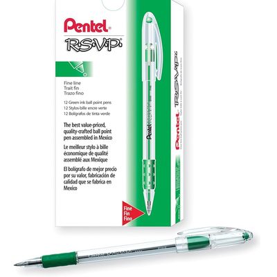 PENTEL RSVP GREEN FINE PEN