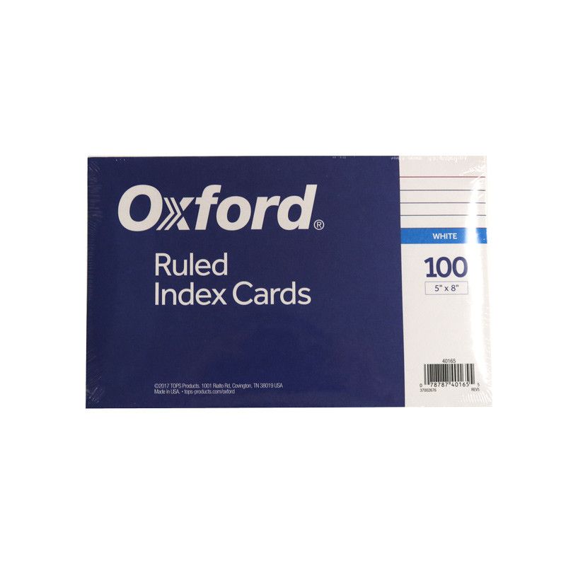 5"X8" OXFORD RULED INDEX CARDS