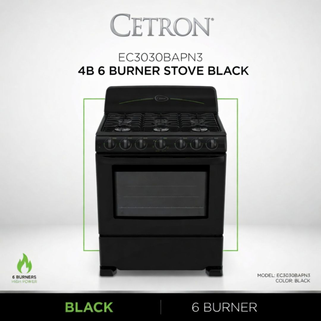CETRON EC3030BAPN3 4B 6 BURNER STOVE BLACK