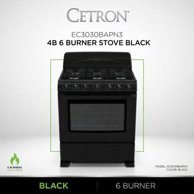 CETRON EC3030BAPN3 4B 6 BURNER STOVE BLACK
