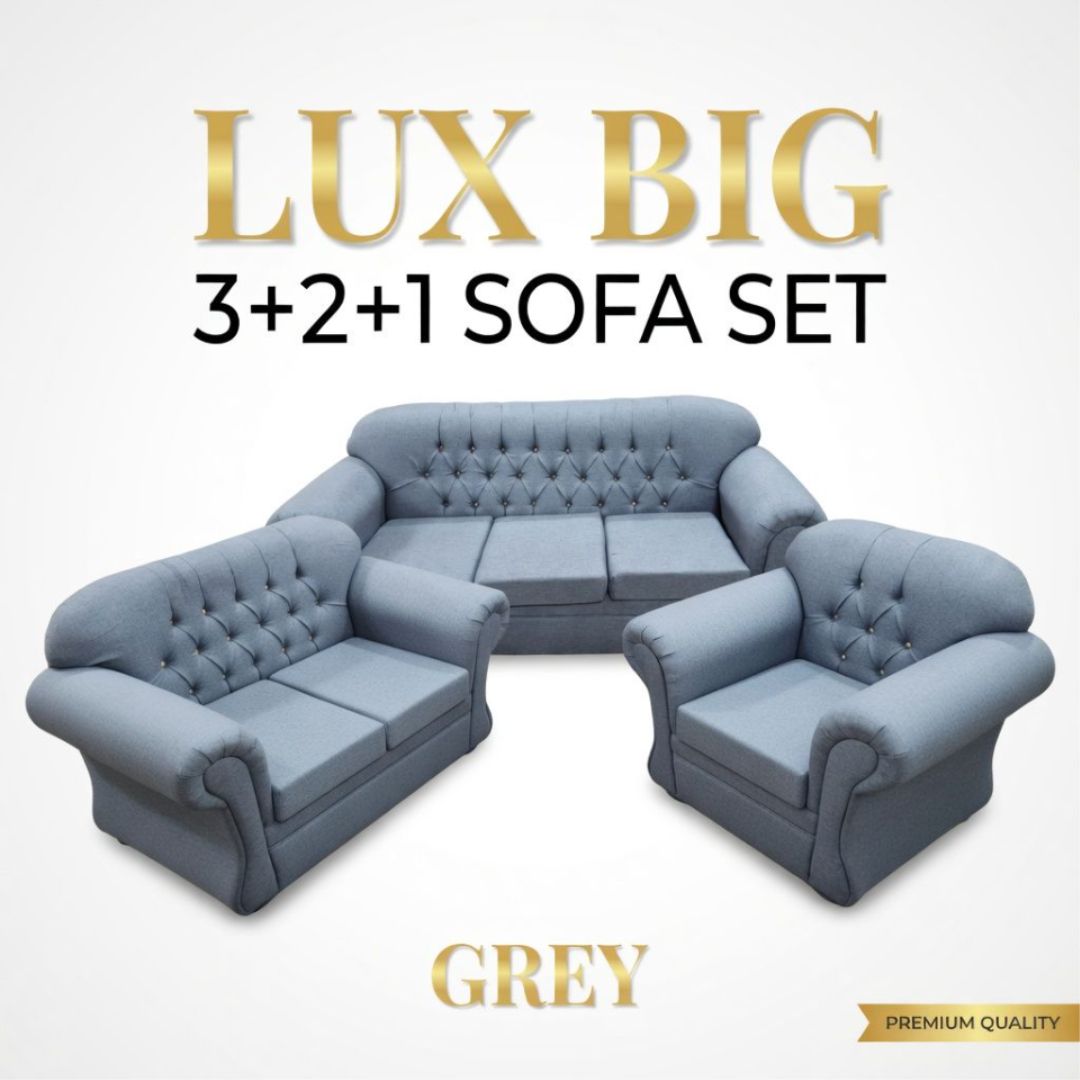 LUX BIG 3+2+1 SOFA SET GREY
