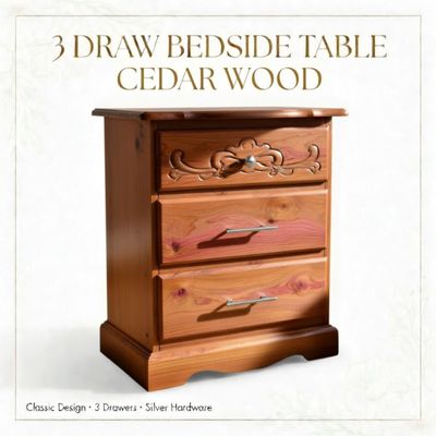 3 DRAW BEDSIDE/NIGHT TABLE (CEDAR)