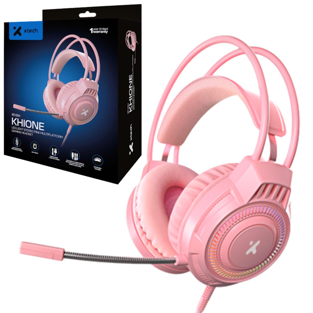 Xtech - XTH-564 - Headset - For Computer / For Game console - Wired - 3.5mm+USB Pink