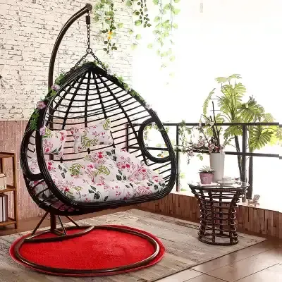 JDN 03 Waterproof outdoor rattan swing chair garden double hanging chair