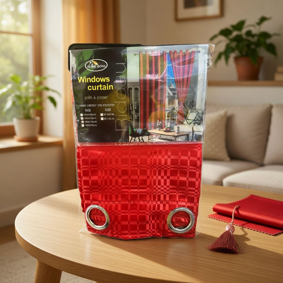 YJ-J21-15 RED  WINDOW CURTAIN
