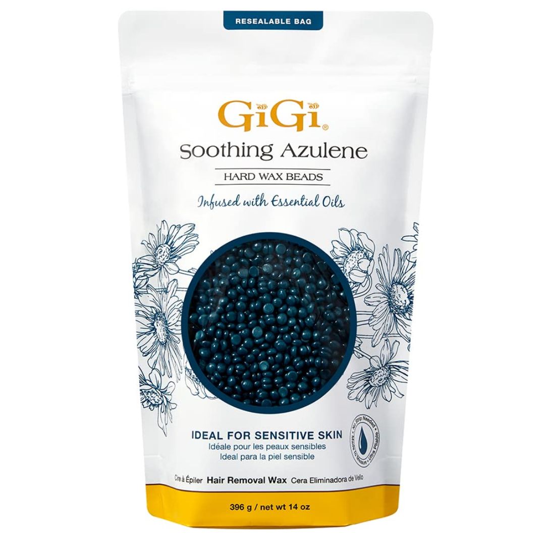 GIGI HARD WAX BEADS INFUSED WITH SOOTHING AZULENE ESSENTIAL OIL