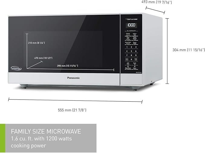 Panasonic NN-ST75LW C Family Size Genius Cyclonic Inverter 1200 W Microwave Oven, White  RENEWED