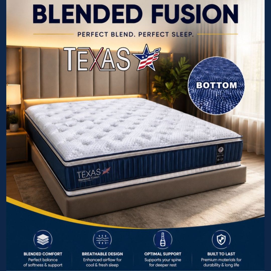 TEXAS BLENDED FUSION QUEEN  PILLOW + EURO TOP MATTRESS
