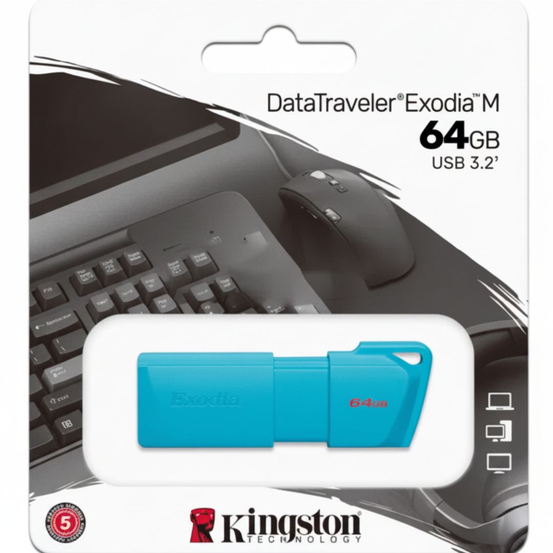 Kingston - USB flash drive - 64 GB - USB 3.2 Gen 1 - NEON Aqua Blue KC-U2L64-7LB