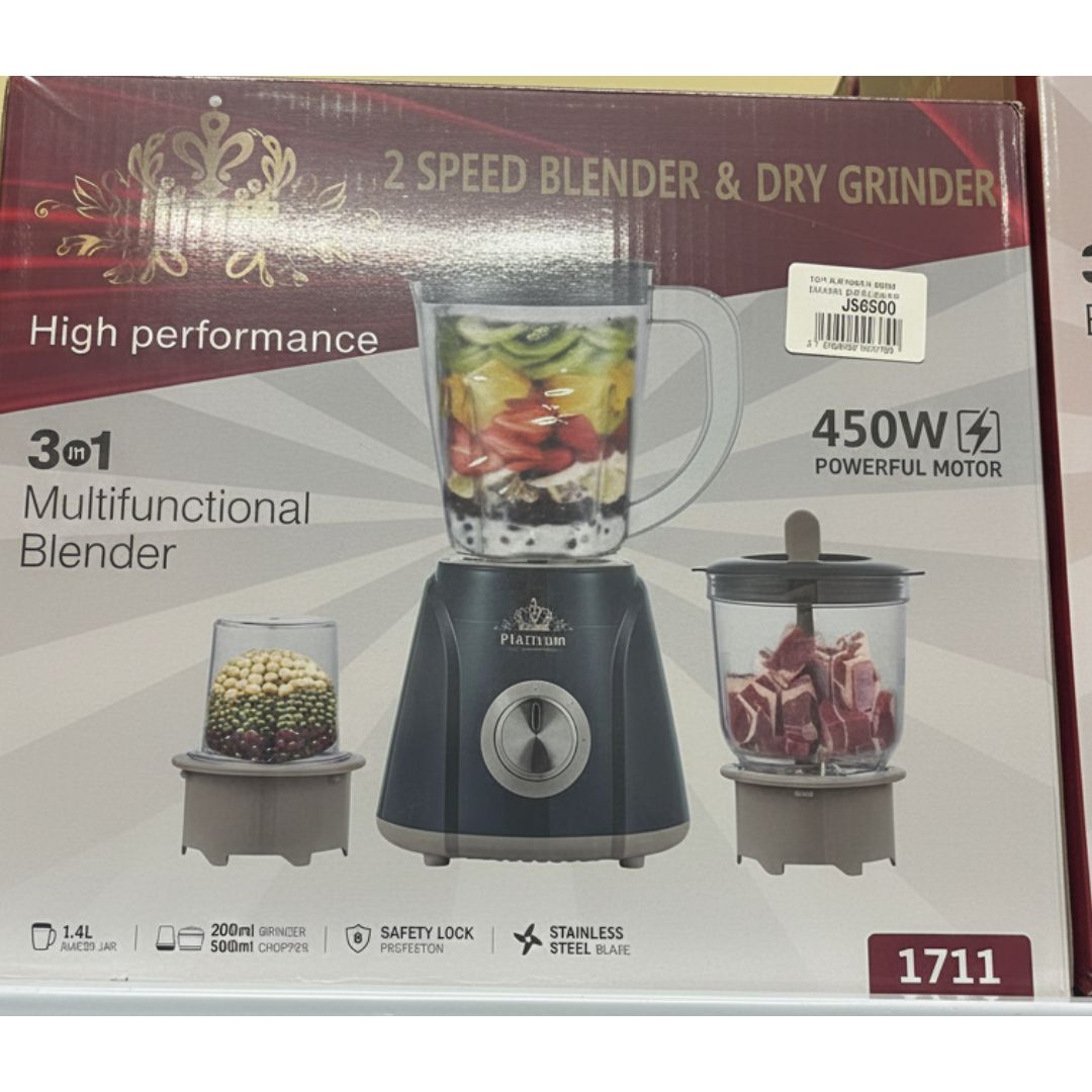 1711 PLATINUM 2 SPEED BLENDER &amp; DRY GRINDER  3IN1 450W