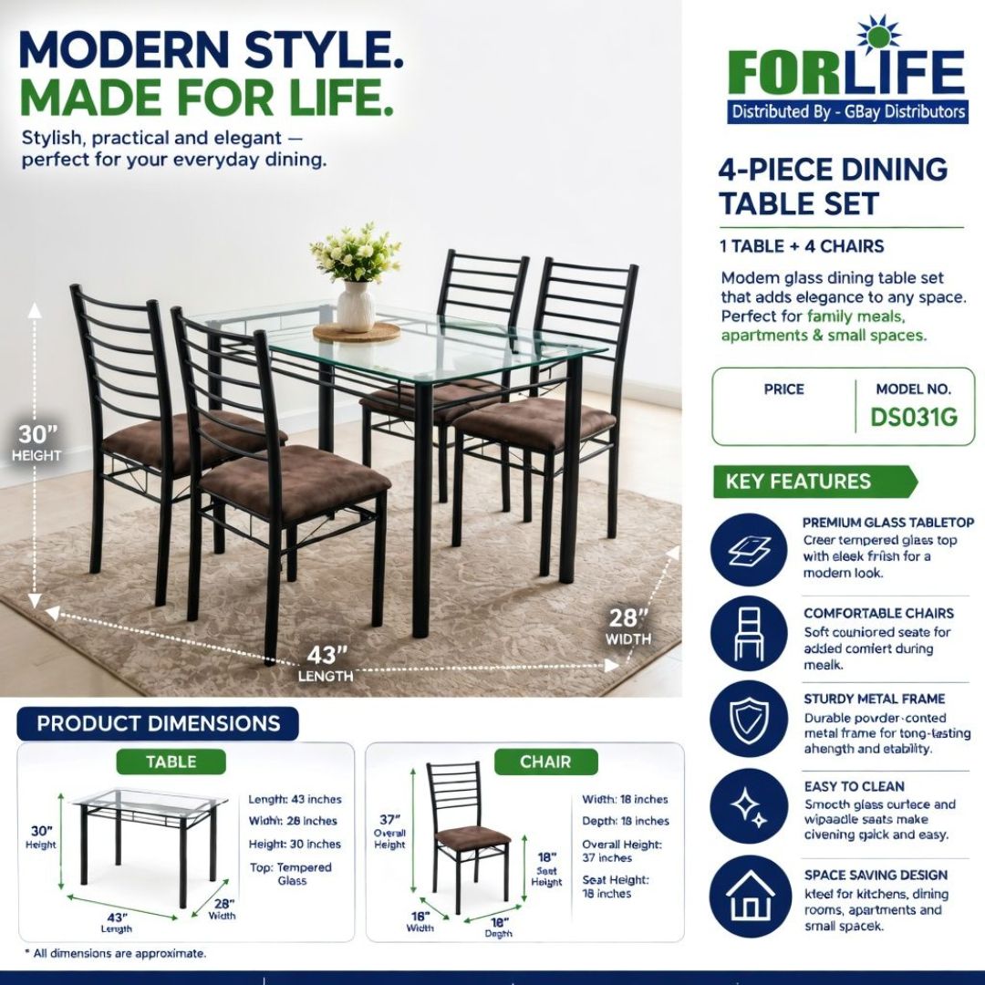 DT-DS-031G DINING TABLE 1+4 CHAIRS
