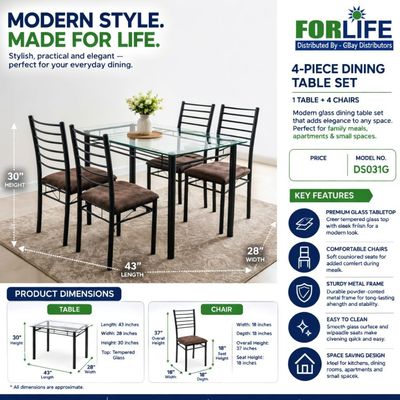 DT-DS-031G DINING TABLE 1+4 CHAIRS